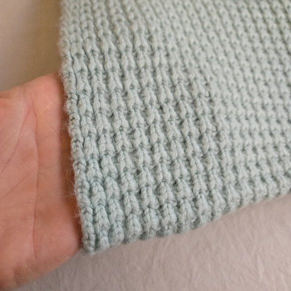 J. Crew Wool Blend Chunky Soft Mint Green Waffle Knit Infinity Scarf MI3 - Picture 4 of 7